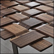 Banc avec dessus en bois de noyer verni massif fabriqué à la main et base en métal forgé 163-Walnut Grid