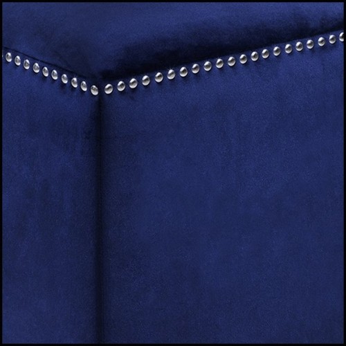 Tabouret recouvert de tissu velours bleu avec détails en métal chromé 162-Deep Blue