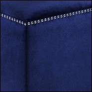 Stool covered with blue velvet fabric and chromed metal nails 162-Deep Blue