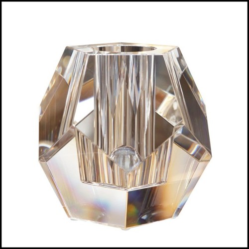 Bougeoir en verre de cristal sculpté 24-Crystal Candle Prism