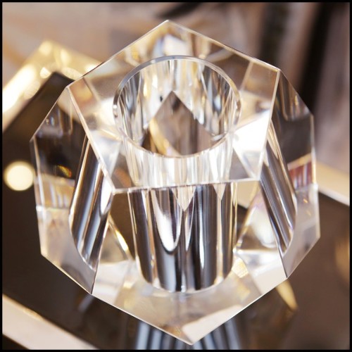 Candle holder in carved crystal glass 24-Crystal Candle Prism