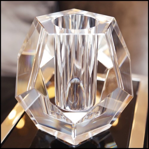 Bougeoir en verre de cristal sculpté 24-Crystal Candle Prism