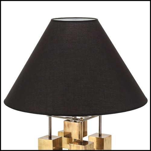 Lampe de table avec finition dorée cubes en métal chromés et abat-jour noir 162-Cubism