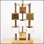 Lampe de table avec finition dorée cubes en métal chromés et abat-jour noir 162-Cubism