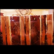 Folding screen all handcrafted with 5 metal gilded panels frame PC-Bricole and Tobacco
