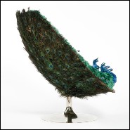 Fauteuil fabriqué à la main avec vraies plumes de paon sur tout le dossier arrière PC-Peacock