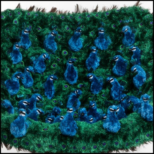 Fauteuil fabriqué à la main avec vraies plumes de paon sur tout le dossier arrière PC-Peacock