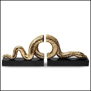 Bookend set in gold plated platinum on black marble base172-Snake Gold