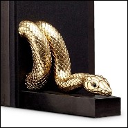 Bookend set in gold plated platinum on black marble base172-Snake Gold