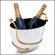 Seau à champagne en acier inoxydable poli avec tige en plaqué or 24 carats 172-Gold Stalk