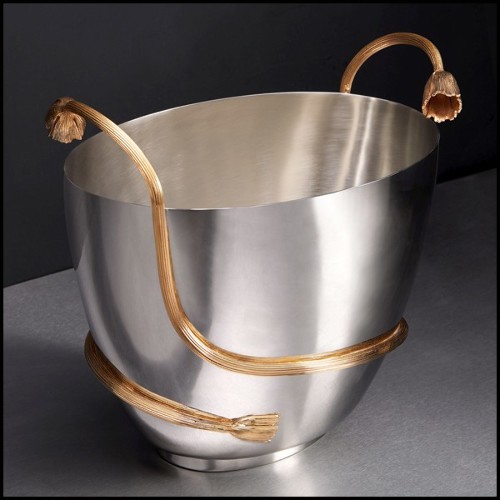 Champagne cooler in polished stainless steel with 24-karat gold plated stalk 172-Gold Stalk