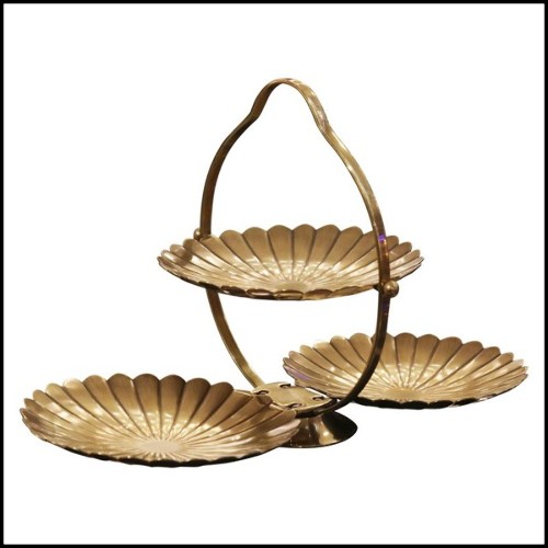 Serving piece all in brass in vintage brass finish 24-Triple Shell