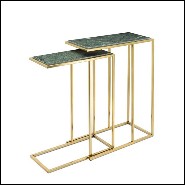 Table d'appoint avec structure en métal doré et plateau en pierre naturelle verte 162-Green Stone