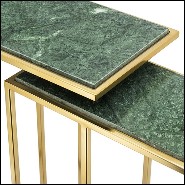 Side table with structure in gilded metal an with tops in green natural stone 162-Green Stone