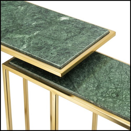 Table d'appoint avec structure en métal doré et plateau en pierre naturelle verte 162-Green Stone