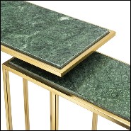 Side table with structure in gilded metal an with tops in green natural stone 162-Green Stone