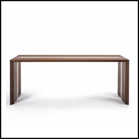 Console Table with solid walnut wood varnished 154-Resin Linea