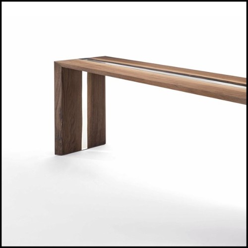 Console avec structure en bois de noyer massif verni 154-Resin Linea