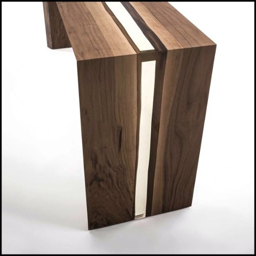 Console avec structure en bois de noyer massif verni 154-Resin Linea