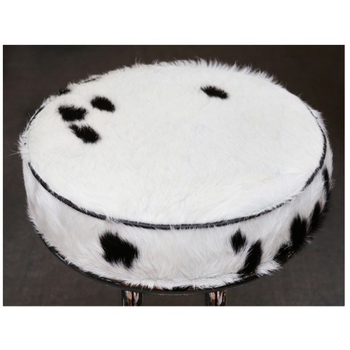 Bar stool upholstered and covered with natural pony on polished stainless steel base PC-pony A