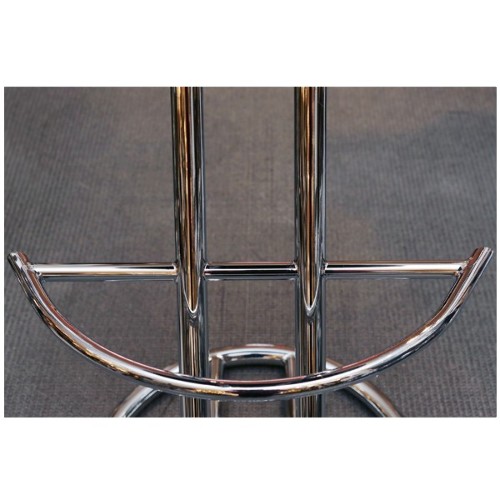 Bar stool upholstered and covered with natural pony on polished stainless steel base PC-pony A
