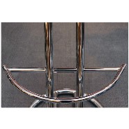 Tabouret de bar tapissé et recouvert de naturel poney sur socle en acier inoxydable poli PC-Pony A