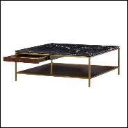Coffee table with structure in metal in brass finish with solid oak and walnut structure 173-Carolina