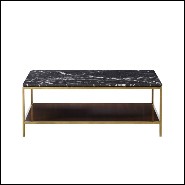 Table basse avec structure en métal finition laiton et en bois de chêne et noyer massif 173-Carolina