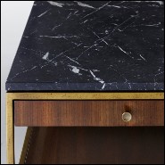 Table basse avec structure en métal finition laiton et en bois de chêne et noyer massif 173-Carolina