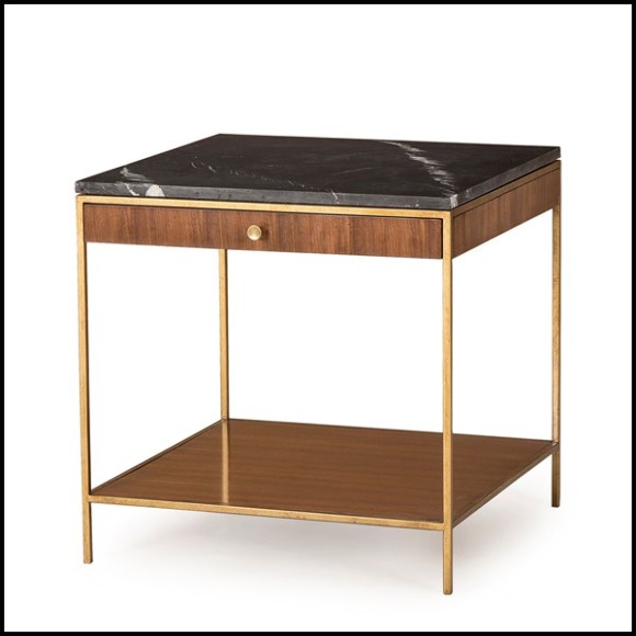 Side table with structure in metal in brass finish with solid oak and walnut structure 173-Carolina