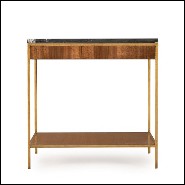 Side table with structure in metal in brass finish with solid oak and walnut structure 173-Carolina