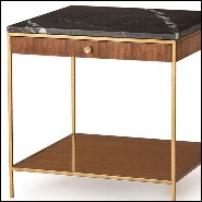 Side table with structure in metal in brass finish with solid oak and walnut structure 173-Carolina