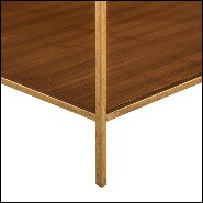 Table d'appoint avec structure en métal finition laiton et en bois de chêne et de noyer massif 173-Carolina
