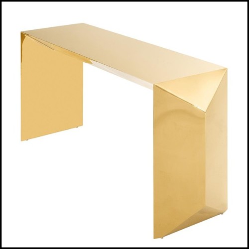 Console table with structure in gold finish stainless steel 24-Barow