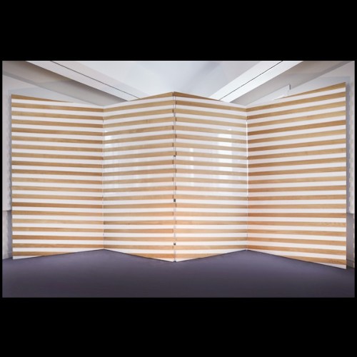 Paravent à 4 panneaux rabattables en bois de chêne massif laqué blanc piano PC-Yoko