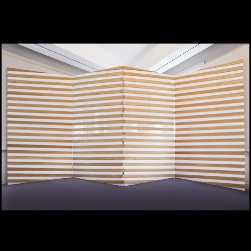 Paravent à 4 panneaux rabattables en bois de chêne massif laqué blanc piano PC-Yoko