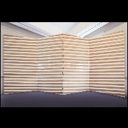 Paravent à 4 panneaux rabattables en bois de chêne massif laqué blanc piano PC-Yoko