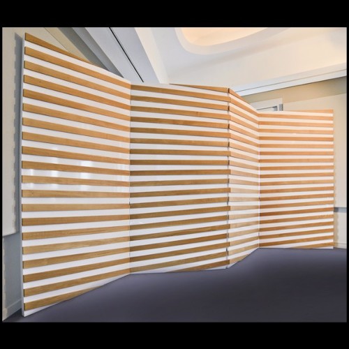 Paravent à 4 panneaux rabattables en bois de chêne massif laqué blanc piano PC-Yoko