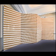 Paravent à 4 panneaux rabattables en bois de chêne massif laqué blanc piano PC-Yoko