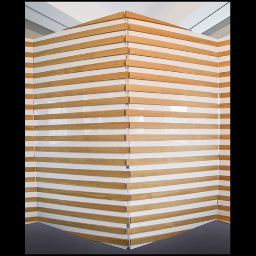 Paravent à 4 panneaux rabattables en bois de chêne massif laqué blanc piano PC-Yoko