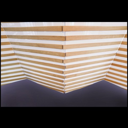 Paravent à 4 panneaux rabattables en bois de chêne massif laqué blanc piano PC-Yoko