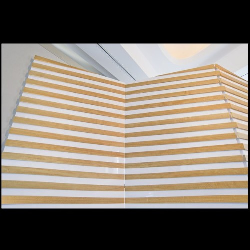 Paravent à 4 panneaux rabattables en bois de chêne massif laqué blanc piano PC-Yoko