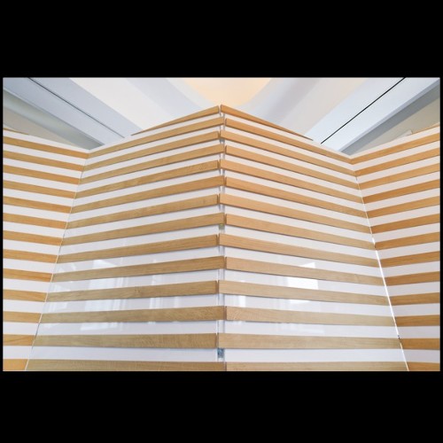 Paravent à 4 panneaux rabattables en bois de chêne massif laqué blanc piano PC-Yoko