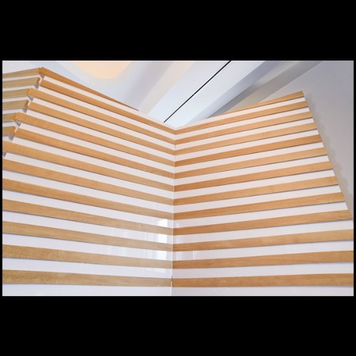 Paravent à 4 panneaux rabattables en bois de chêne massif laqué blanc piano PC-Yoko