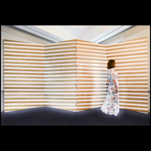 Paravent à 4 panneaux rabattables en bois de chêne massif laqué blanc piano PC-Yoko