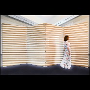 Paravent à 4 panneaux rabattables en bois de chêne massif laqué blanc piano PC-Yoko