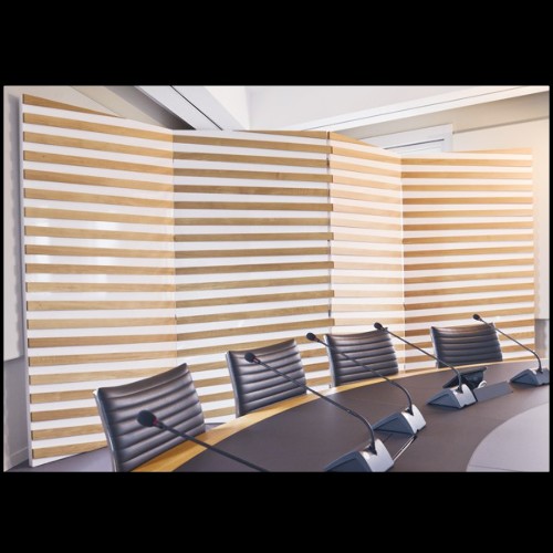 Paravent à 4 panneaux rabattables en bois de chêne massif laqué blanc piano PC-Yoko