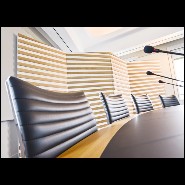 Paravent à 4 panneaux rabattables en bois de chêne massif laqué blanc piano PC-Yoko