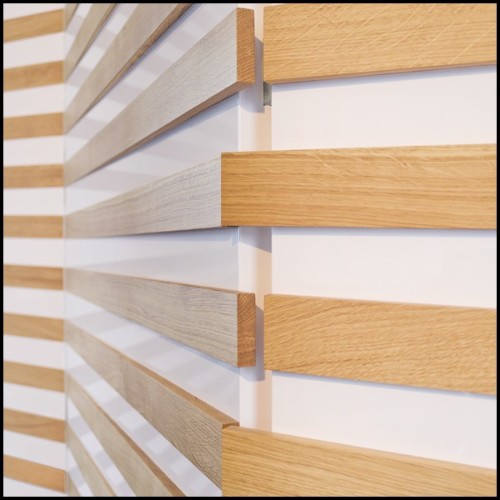 Paravent à 4 panneaux rabattables en bois de chêne massif laqué blanc piano PC-Yoko