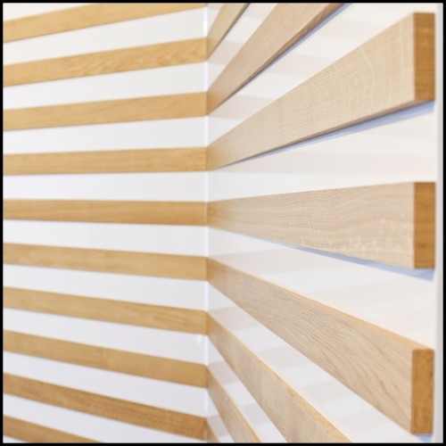 Paravent à 4 panneaux rabattables en bois de chêne massif laqué blanc piano PC-Yoko